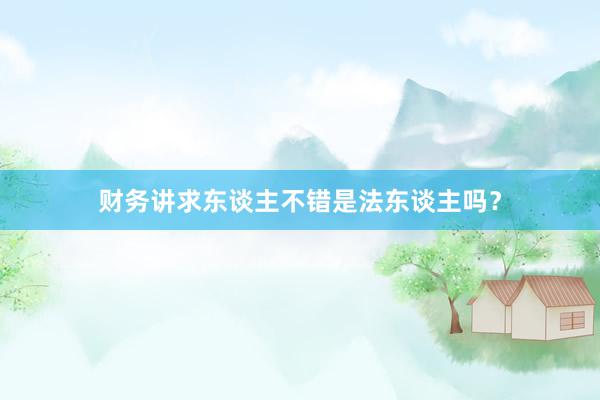 财务讲求东谈主不错是法东谈主吗？